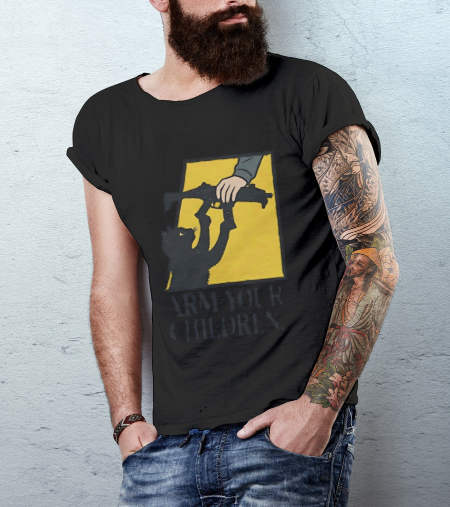 Arm Your Children Black Cat Gun T-Shirt