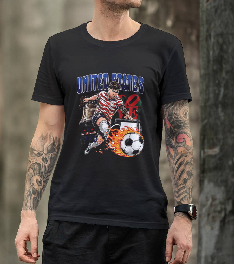 Christian Pulisic United States Soccer Fireball Liberty Bell Established 1776 T-Shirt