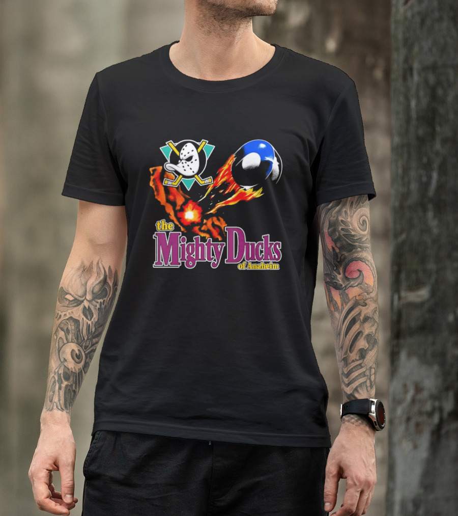 Mighty Ducks The Mighty Ducks Of Anaheim Exploding Puck Logo Hockey Team T-Shirt
