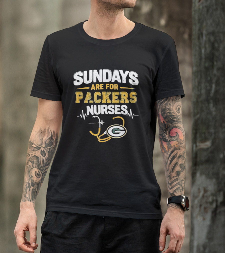 Sundays Are For Packers Nurses Stethoscope Green Bay Football T-Shirt