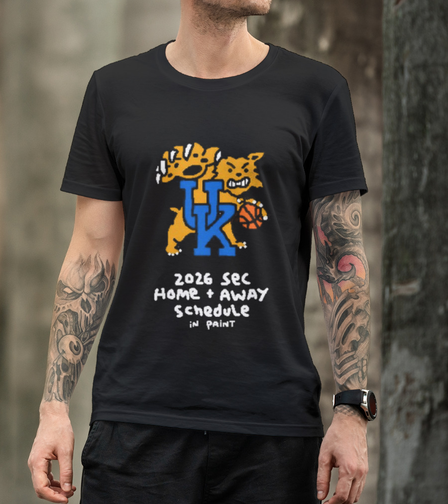 University Of Kentucky 2026 SEC Home Away Schedule Wildcat Paint T-Shirt