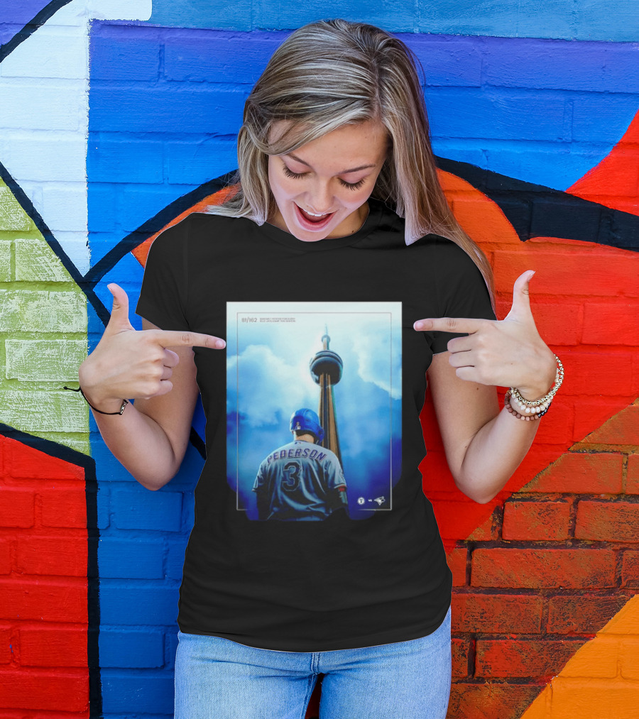 Pederson Toronto Blue Jays Vs Texas Rangers Game 1 CN Tower 81/162 T-Shirt