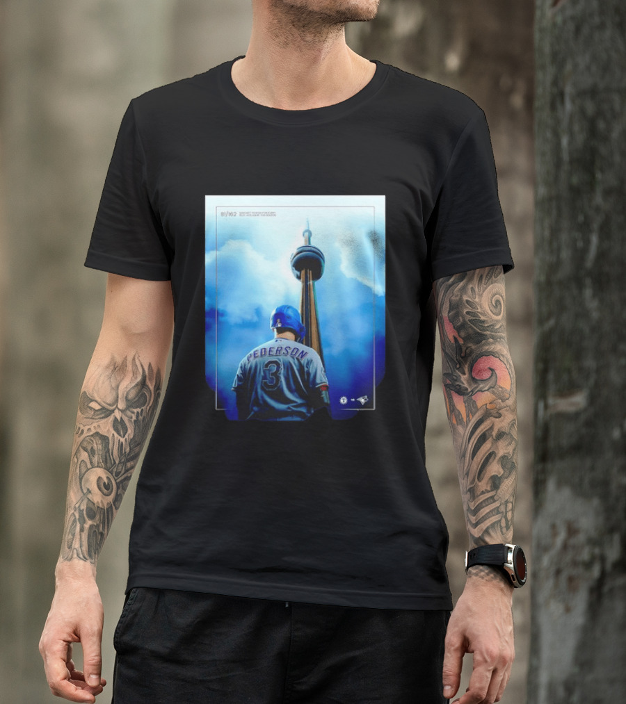 Pederson Toronto Blue Jays Vs Texas Rangers Game 1 CN Tower 81/162 T-Shirt