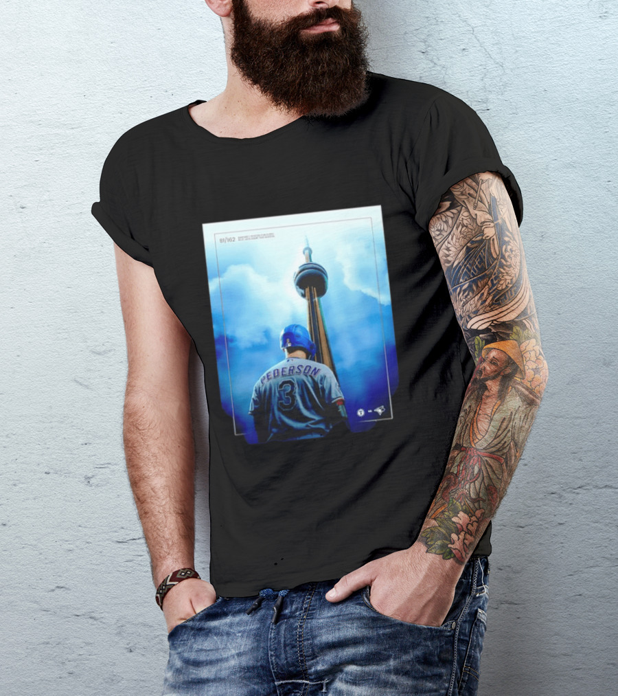 Pederson Toronto Blue Jays Vs Texas Rangers Game 1 CN Tower 81/162 T-Shirt