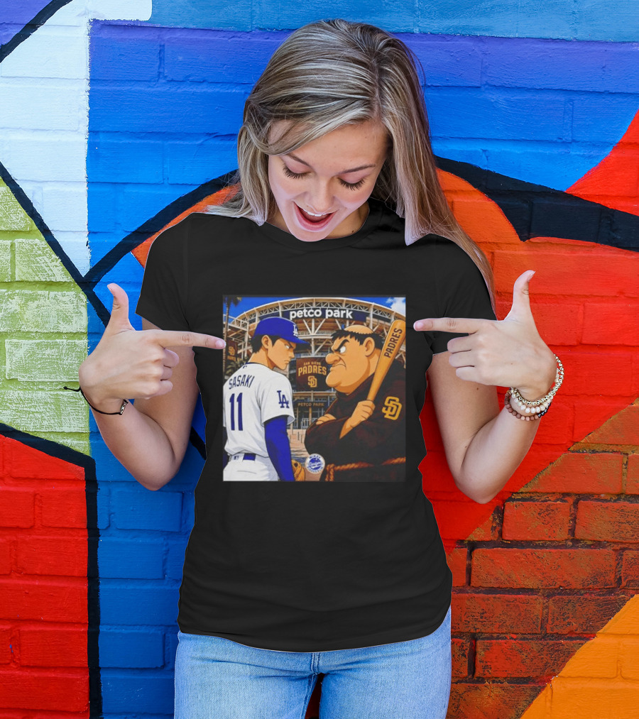 Petco Park Los Angeles Dodgers Sasaki San Diego Padres Anime Style Showdown T-Shirt