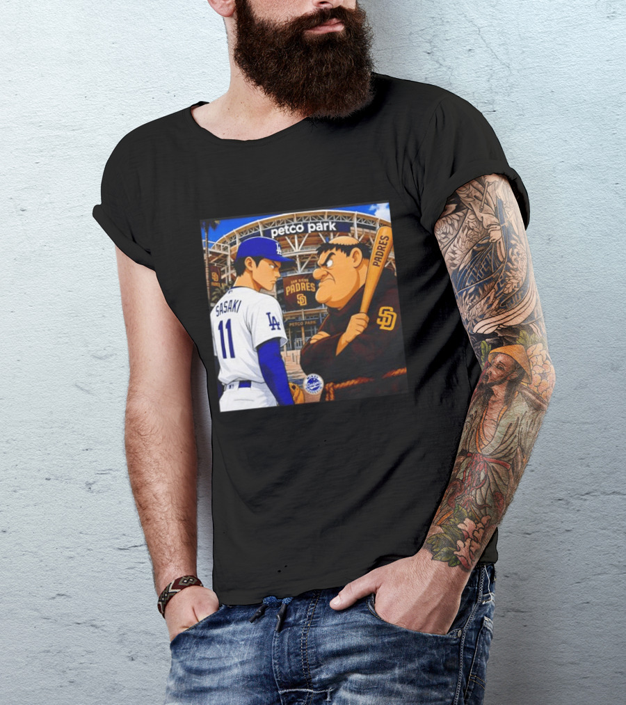 Petco Park Los Angeles Dodgers Sasaki San Diego Padres Anime Style Showdown T-Shirt