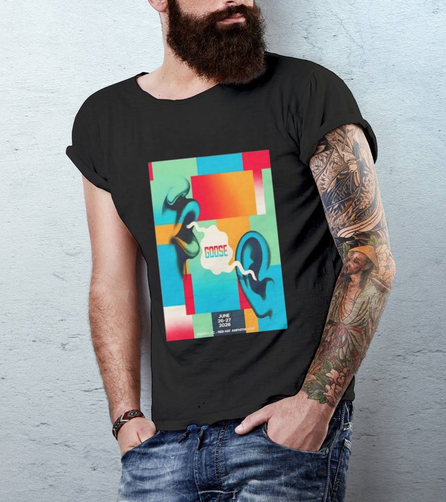 Goose Red Hat Amphitheater Raleigh NC June 26 27 2026 Vibrant Pop T-Shirt