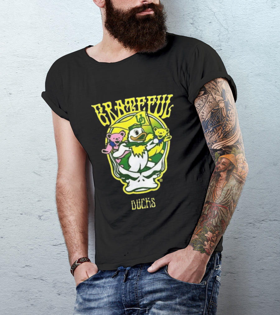 GratefulDucks Oregon Ducks 2025 Football Team Collaboration T-Shirt