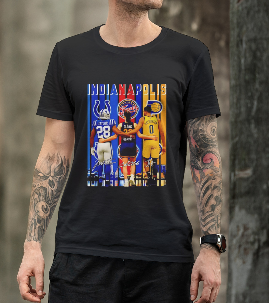 Indianapolis Colts Fever Pacers Jonathan Taylor Caitlin Clark Tyrese Haliburton T-Shirt