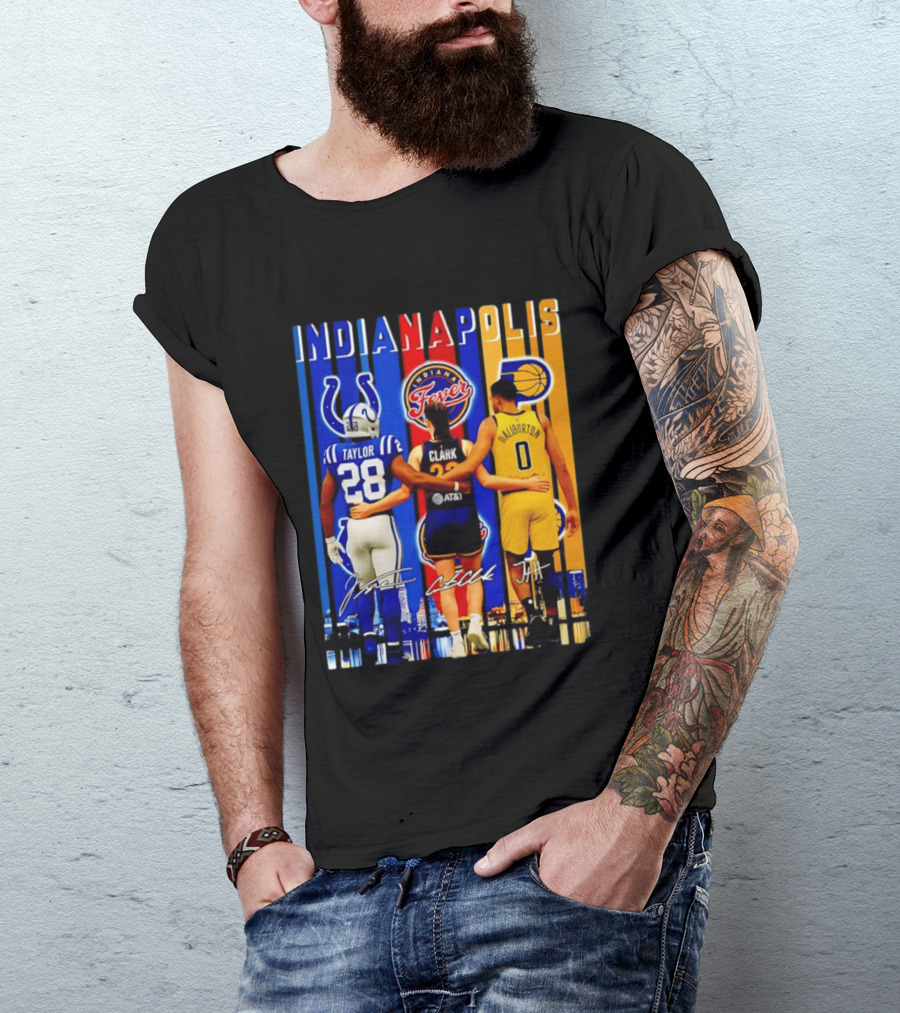 Indianapolis Colts Fever Pacers Jonathan Taylor Caitlin Clark Tyrese Haliburton T-Shirt