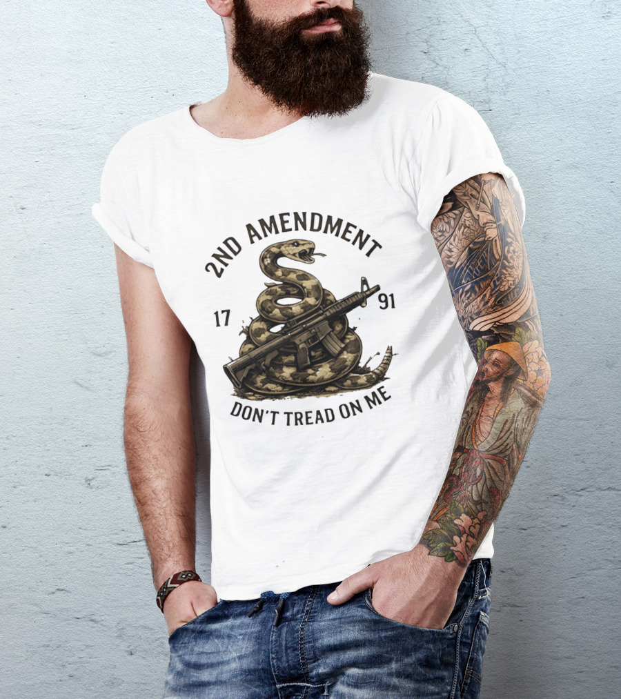 2nd Amendment 1791 Coiled Snake With Rifle Don't Tread On Me T-Shirt