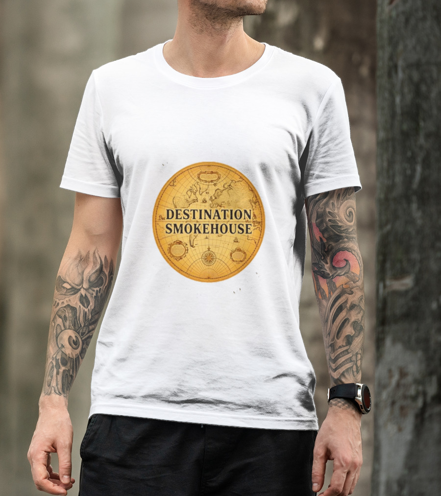 Destination Smokehouse No Teeth For This Meat Vintage Map T-Shirt