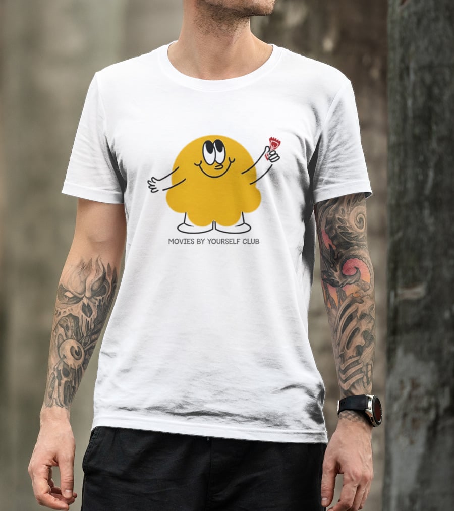 Movies By Yourself Club Yellow Blob Holding A Red Candy T-Shirt