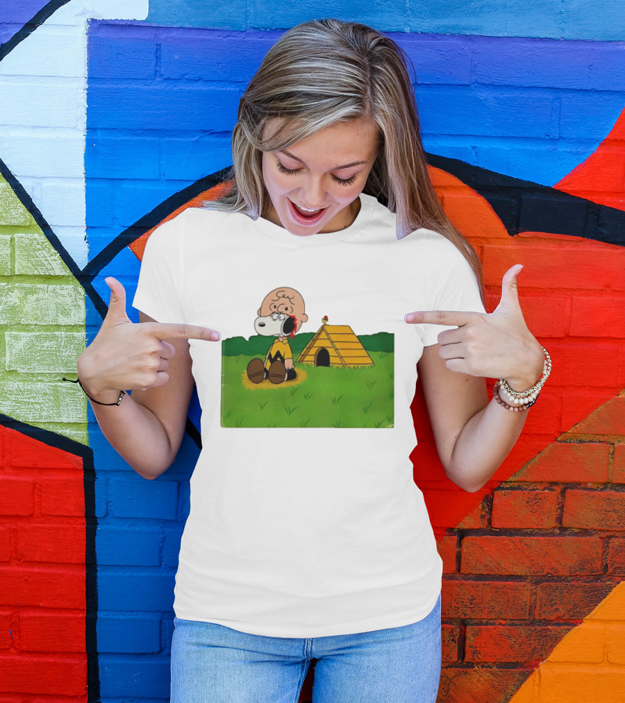 Snoopy Charlie Brown Midsommar Crossover Scene With Doghouse And Woodstock T-Shirt