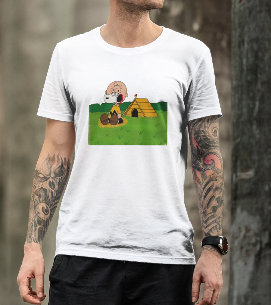 Snoopy Charlie Brown Midsommar Crossover Scene With Doghouse And Woodstock T-Shirt