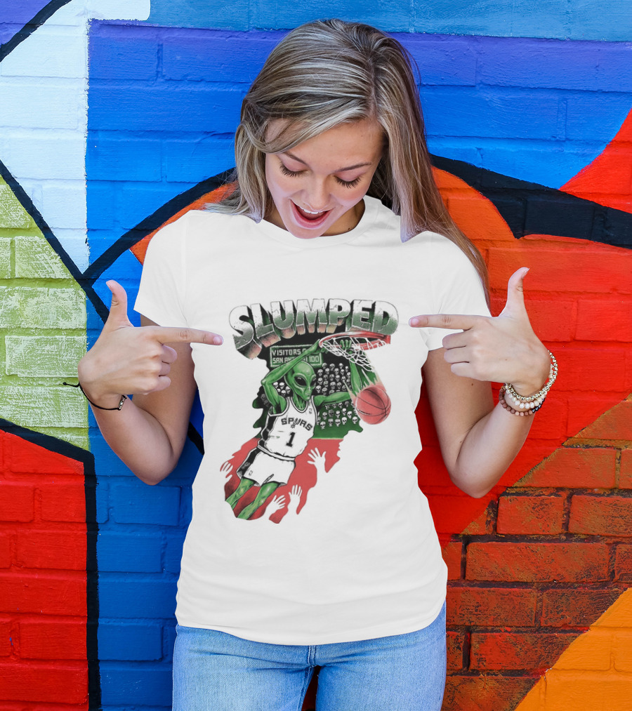San Antonio Spurs NBA Alien Victor Wembanyama Slumped Basketball Visitors T-Shirt