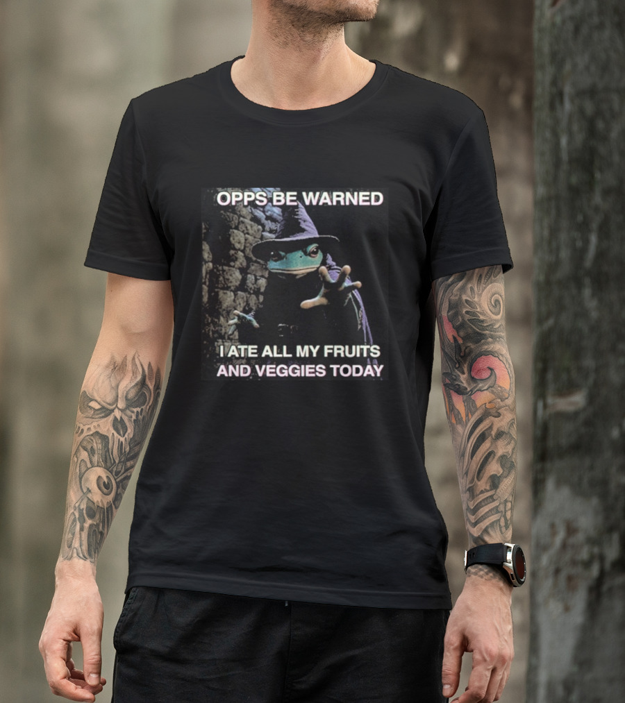Opps Be Warned I Ate All My Fruits And Veggies Today Frog Wizard T-Shirt