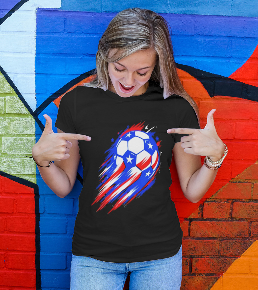 USA Cup 2026 Soccer Ball Stars And Stripes Brush Stroke T-Shirt