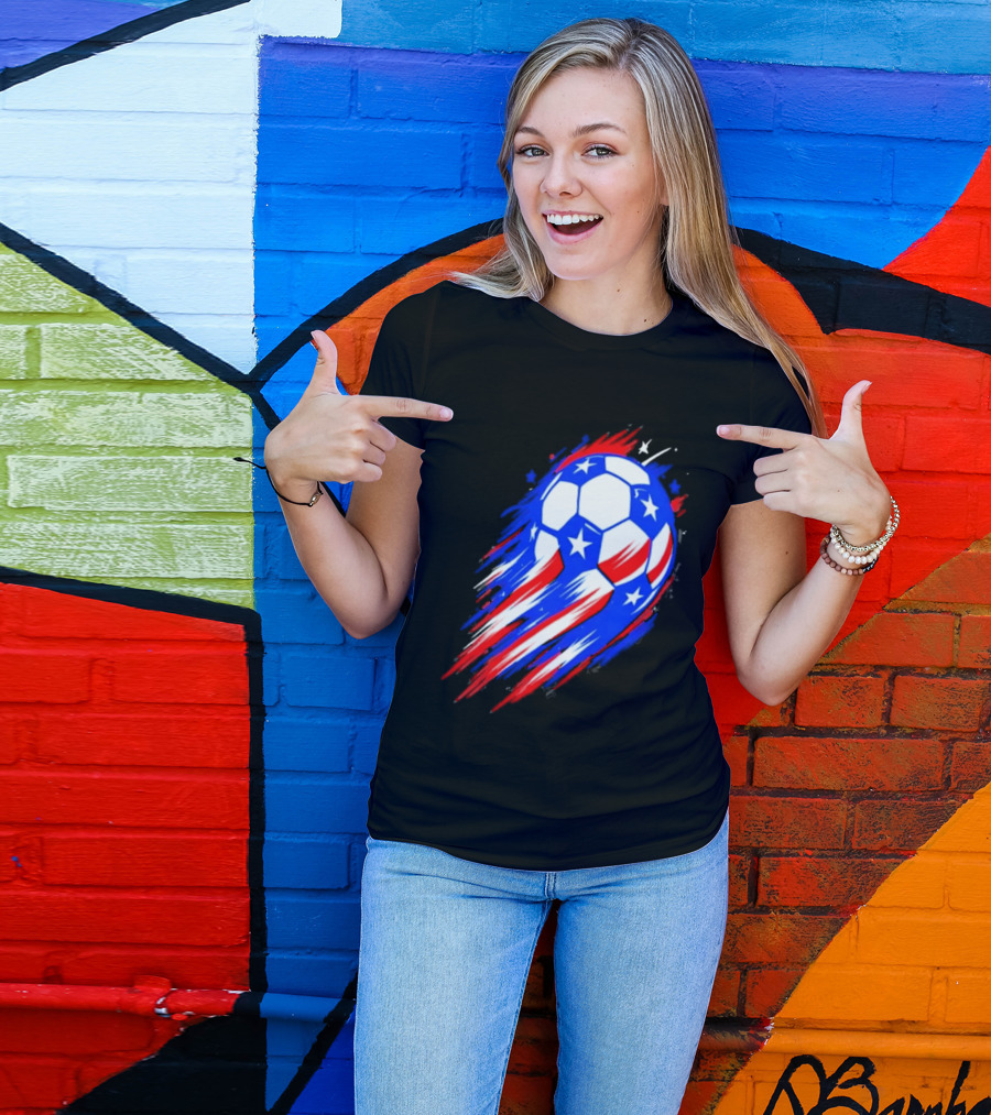 USA Cup 2026 Soccer Ball Stars And Stripes Brush Stroke T-Shirt