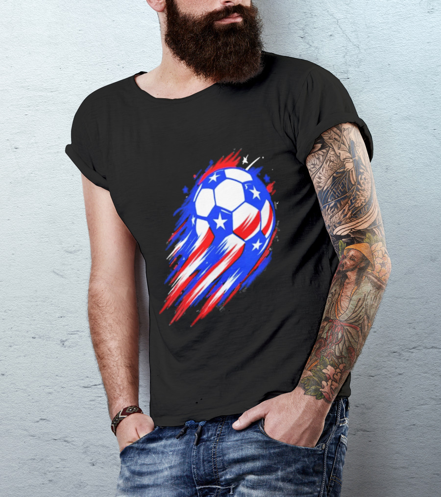 USA Cup 2026 Soccer Ball Stars And Stripes Brush Stroke T-Shirt