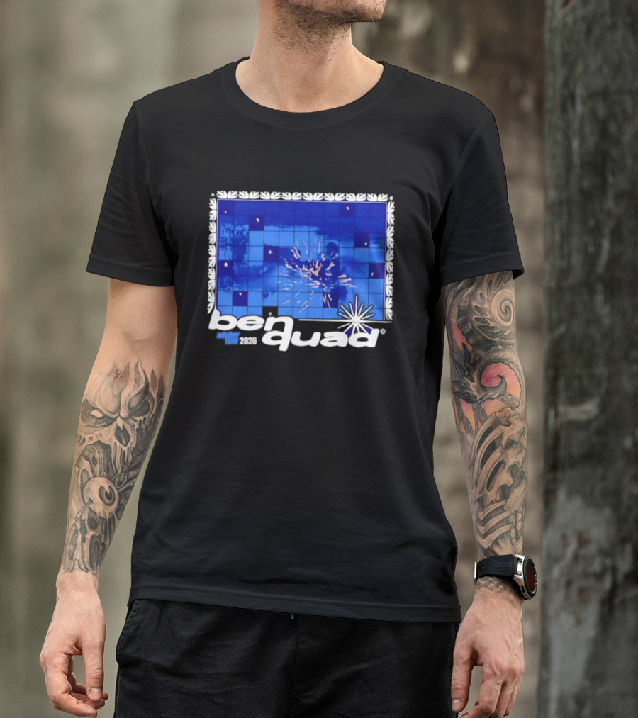 Ben Quad Wisher Tour 2026 Blue Tile Star Pattern Explosion T-Shirt