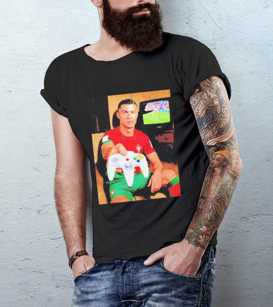 Cristiano Ronaldo Portugal National Team Soccer Gaming Controller Retro Gamer T-Shirt
