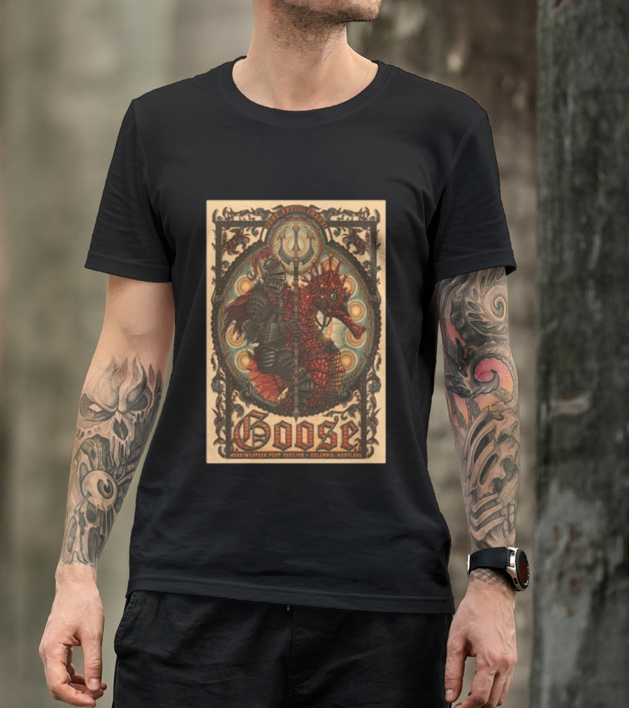 Goose June 28 2026 Merriweather Post Pavilion Columbia Maryland Knight And Dragon Trident T-Shirt