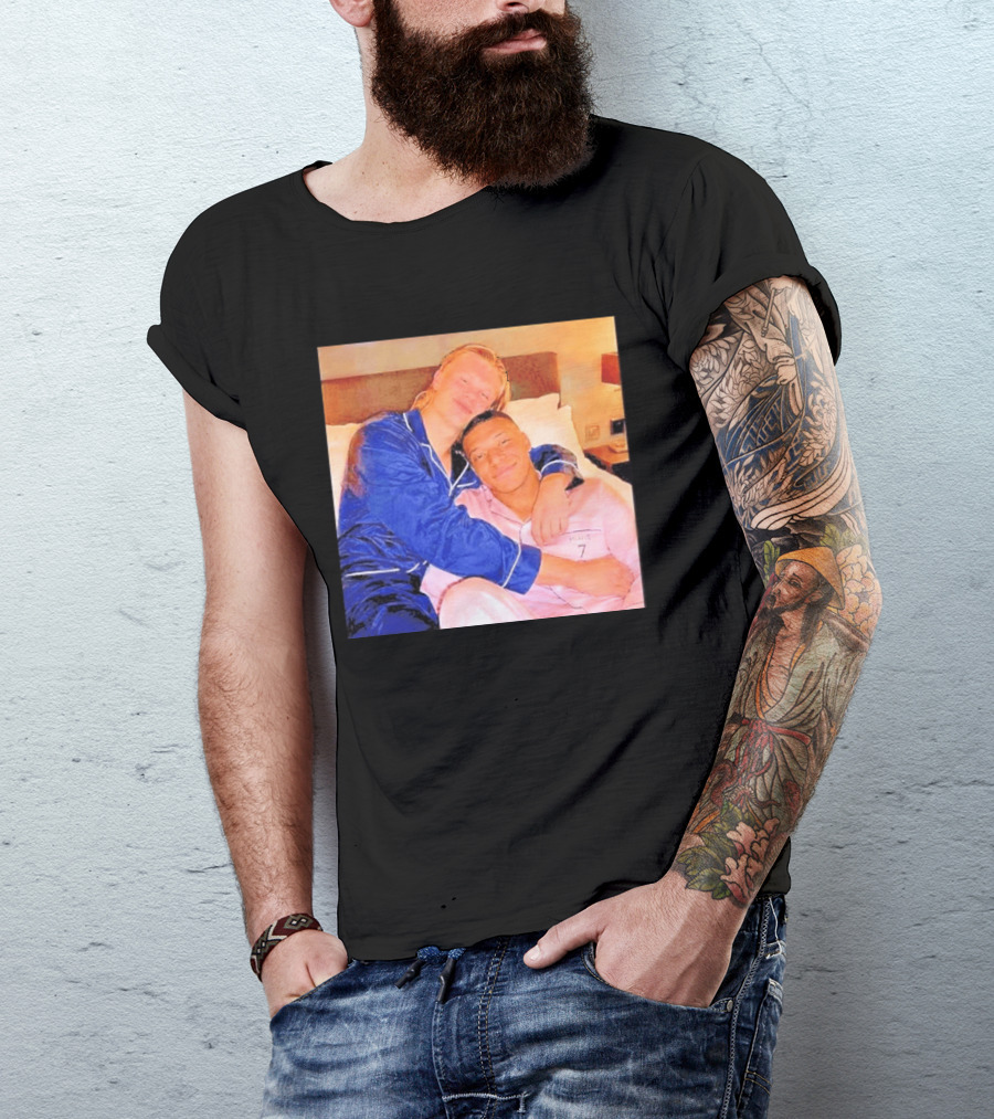 Kylian Mbappé Erling Haaland Pajama Party Soccer Stars Relaxing Together T-Shirt