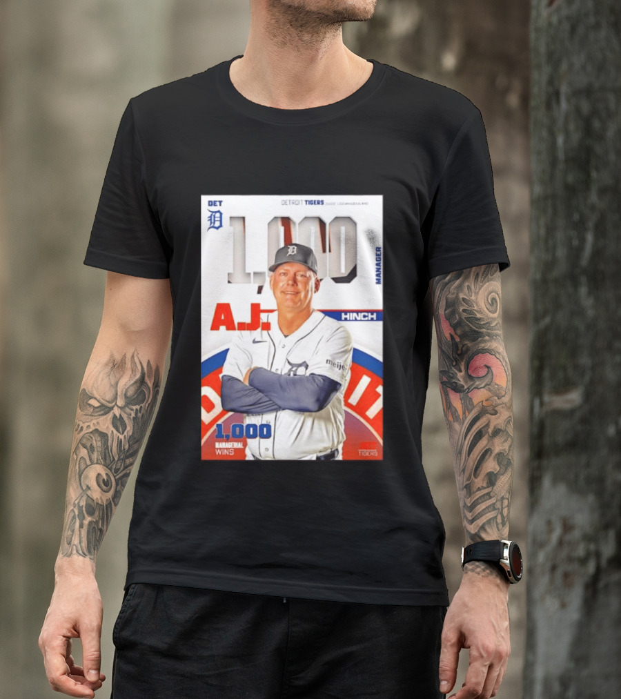 DET Detroit Tigers A.J. Hinch 1000 Managerial Wins T-Shirt