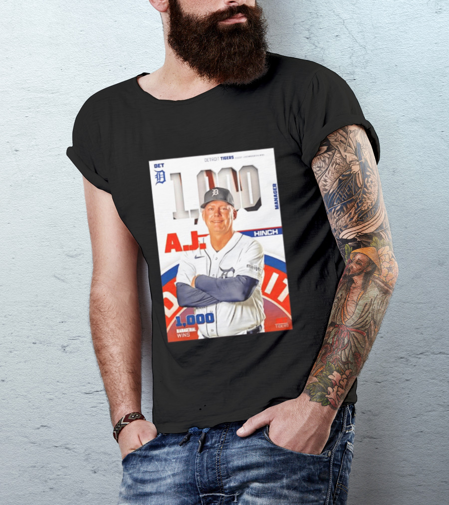 DET Detroit Tigers A.J. Hinch 1000 Managerial Wins T-Shirt