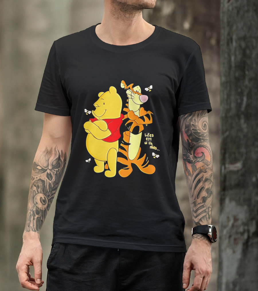 Lifes Better With Homies Winnie The Pooh And Tigger Bees T-Shirt