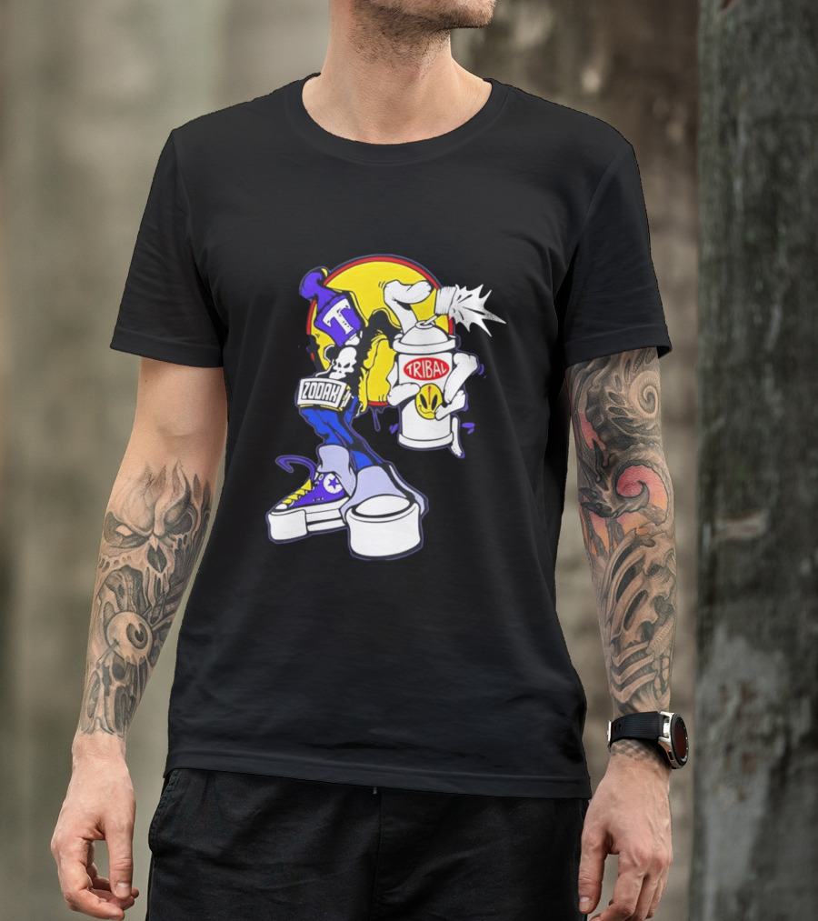 Tribal Zodak Graffiti Urban Streetwear Style Retro Hip Hop T-Shirt