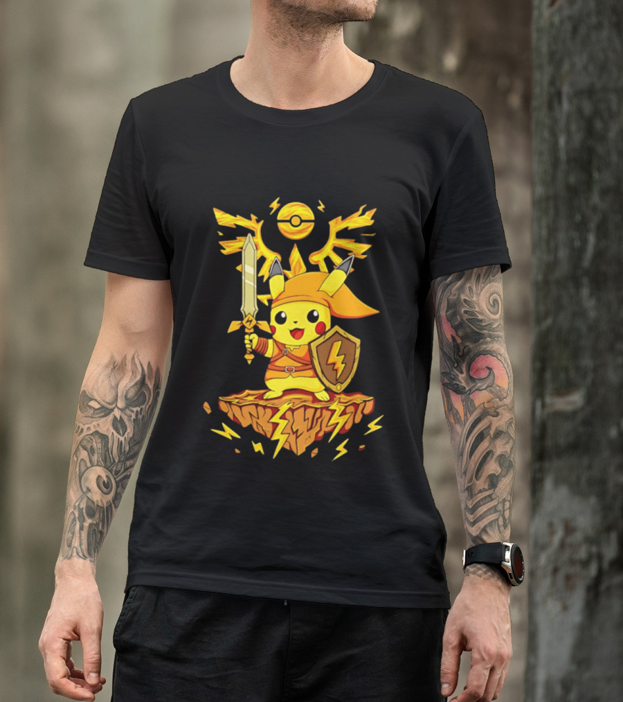 Pikachu Of Link Legend Of Electric Sword And Lightning Shield T-Shirt