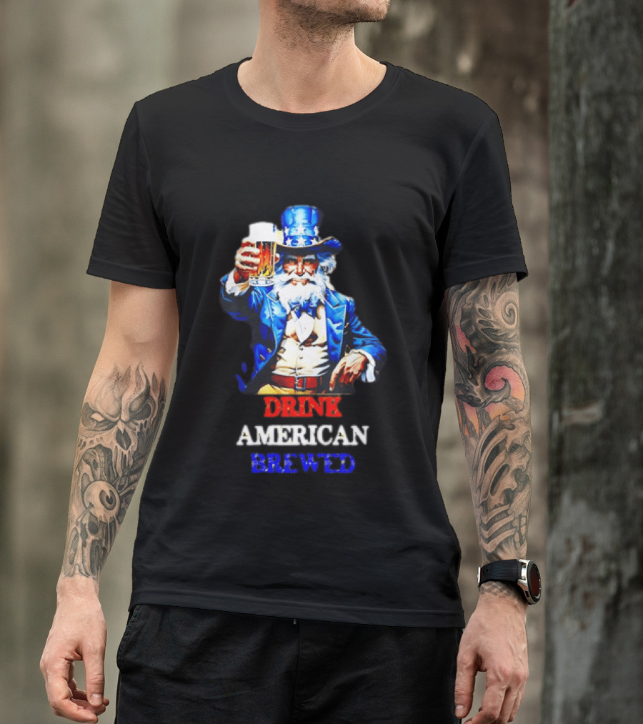PlanetBeerGear Drink American Brewed Uncle Sam Beer Cheers T-Shirt