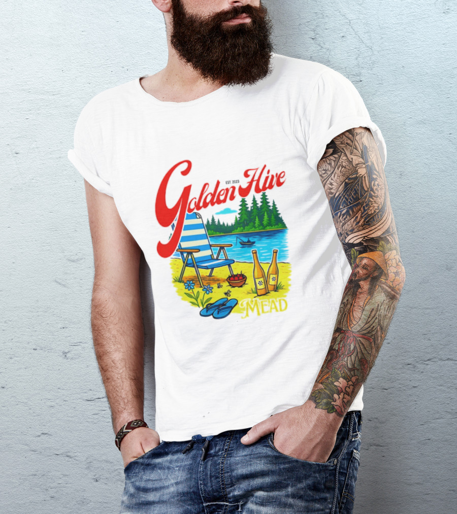Golden Hive Mead Est 2023 Lakefront Bliss Vintage Escape T-Shirt