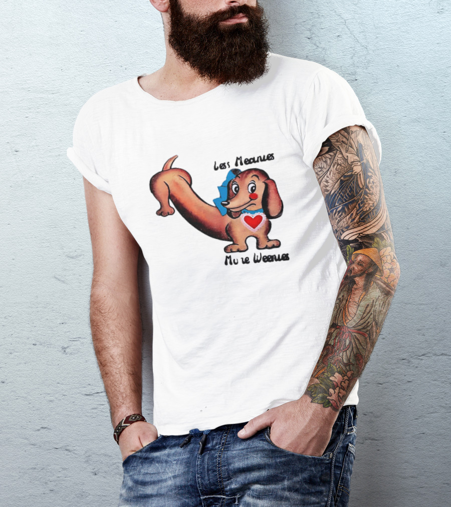 Less Meanies More Weenies Cute Dachshund With Heart And Bow T-Shirt