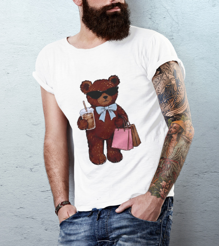 Cool Teddy Bear Shopping With Treats And Accessories T-Shirt