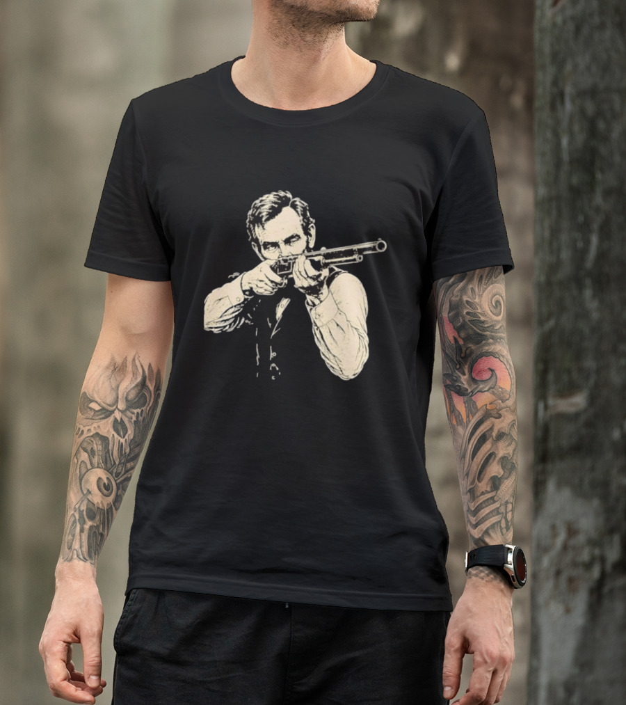 Abraham Lincoln With Lever Action Rifle Famous United States President T-Shirt