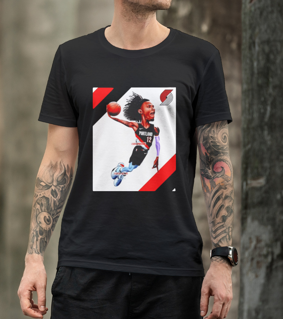 Portland Trail Blazers Ja Morant Crossover Art Dunking Basketball Player Jersey 12 T-Shirt