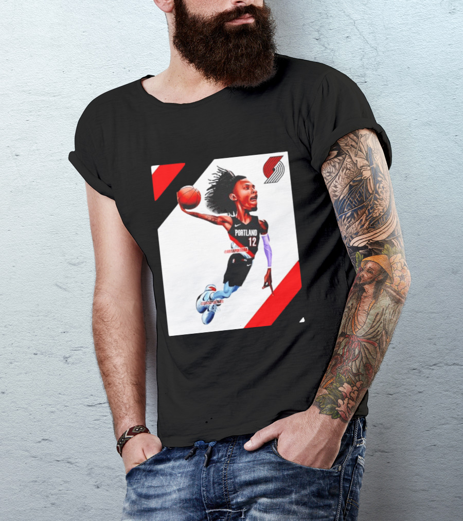Portland Trail Blazers Ja Morant Crossover Art Dunking Basketball Player Jersey 12 T-Shirt