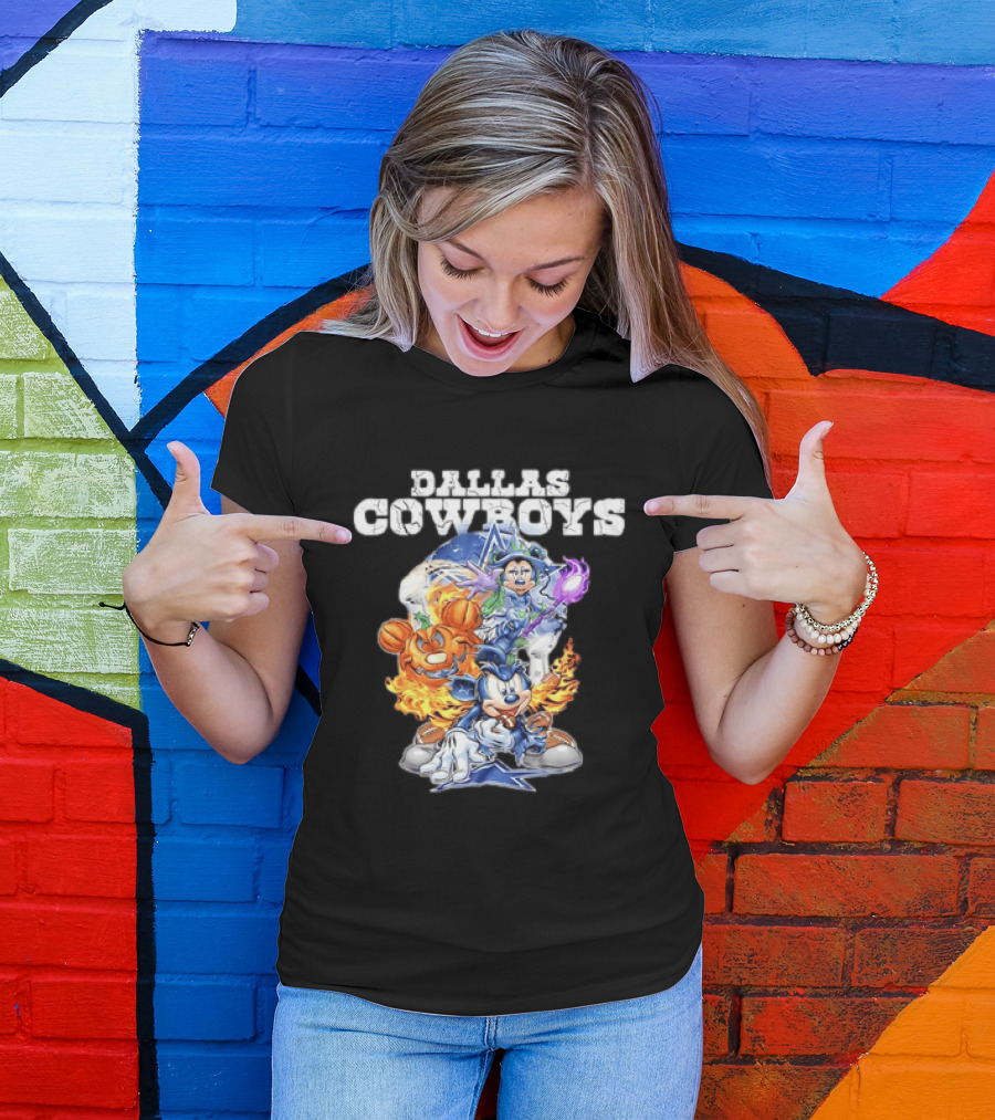 Dallas Cowboys Disney Halloween Mickey Pumpkin Magic Collaboration T-Shirt