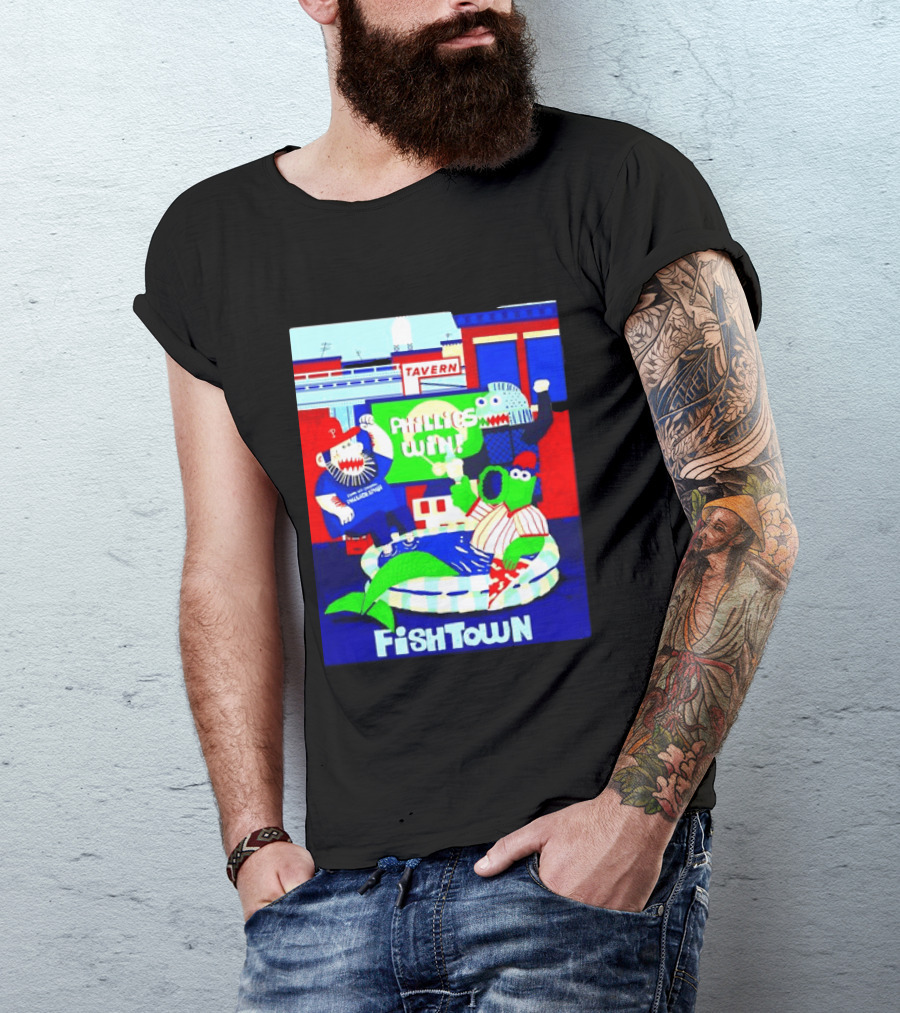 Phillies Win City Of Neighborhoods Fishtown Phillies Phanatic Tavern Scene T-Shirt
