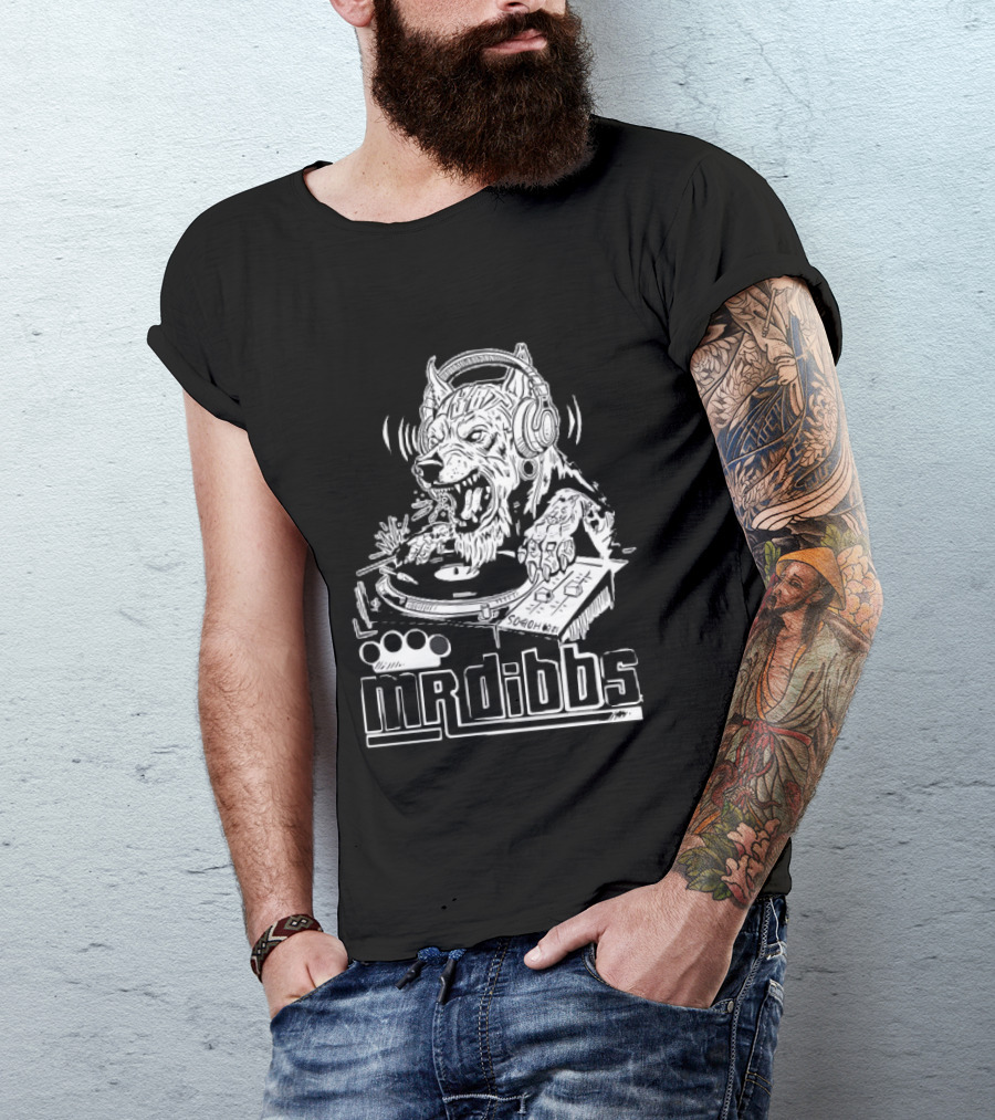 Mr Dibbs Werewolf DJ Sound Wave Technics 1200 Turntable T-Shirt