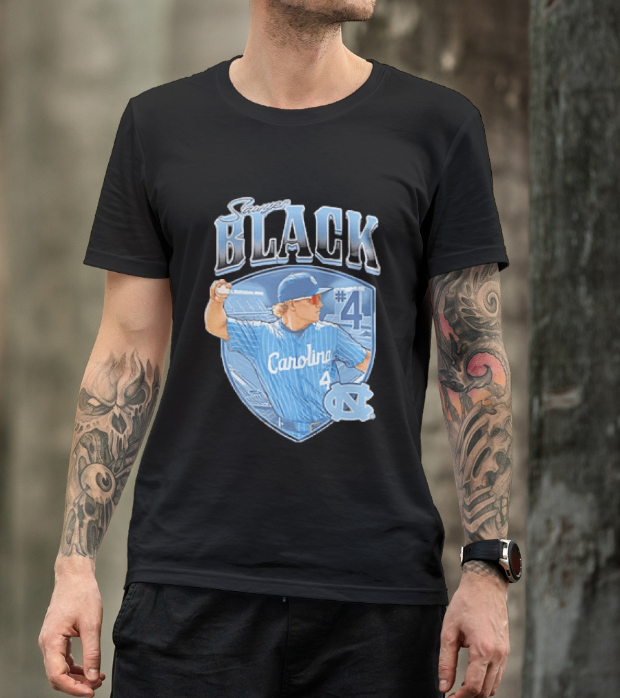 Sawyer Black Carolina Tar Heels #4 Baseball Player T-Shirt