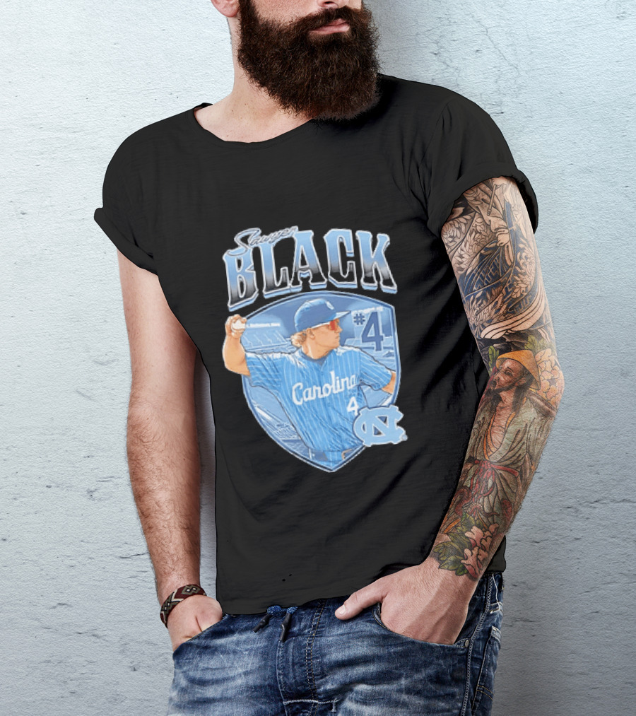 Sawyer Black Carolina Tar Heels #4 Baseball Player T-Shirt
