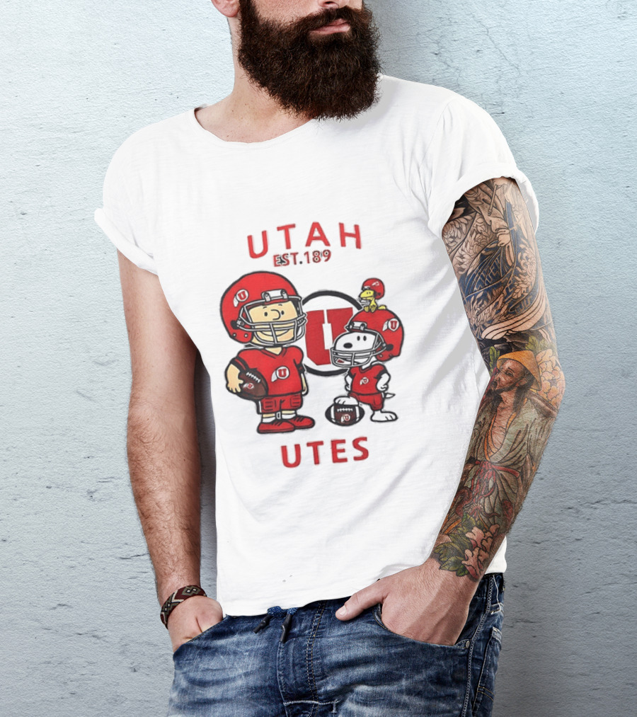Charlie Brown Snoopy Woodstock Utah Utes EST 1892 Football Team T-Shirt