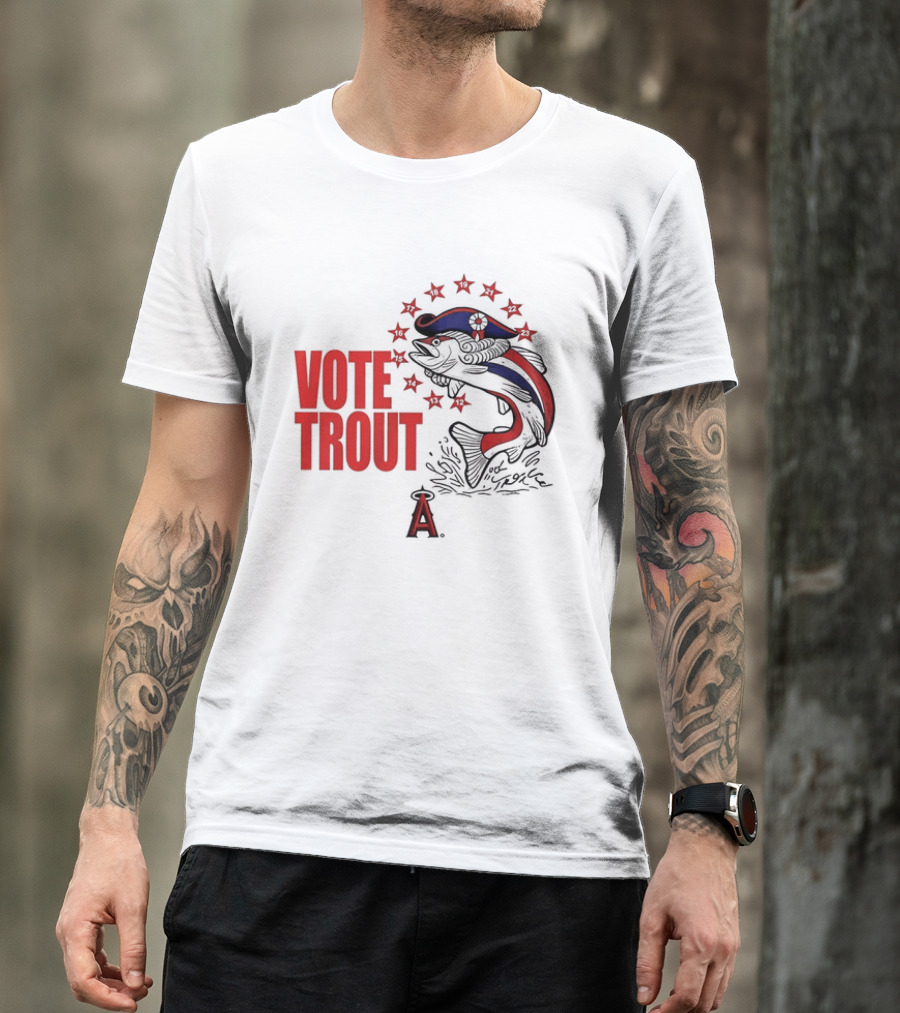 Los Angeles Angels Vote Trout Red Blue Star Fish T-Shirt