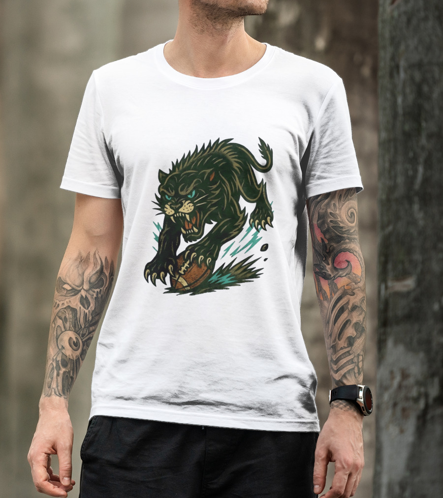 Panther Rushing Football Athletic Team Dynamic Action T-Shirt