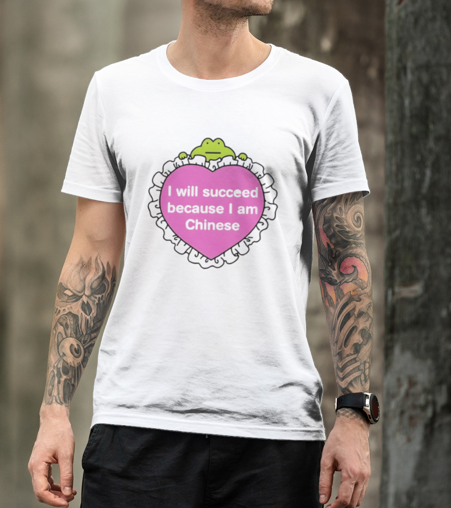 I Will Succeed Because I Am Chinese Pink Heart Frog T-Shirt