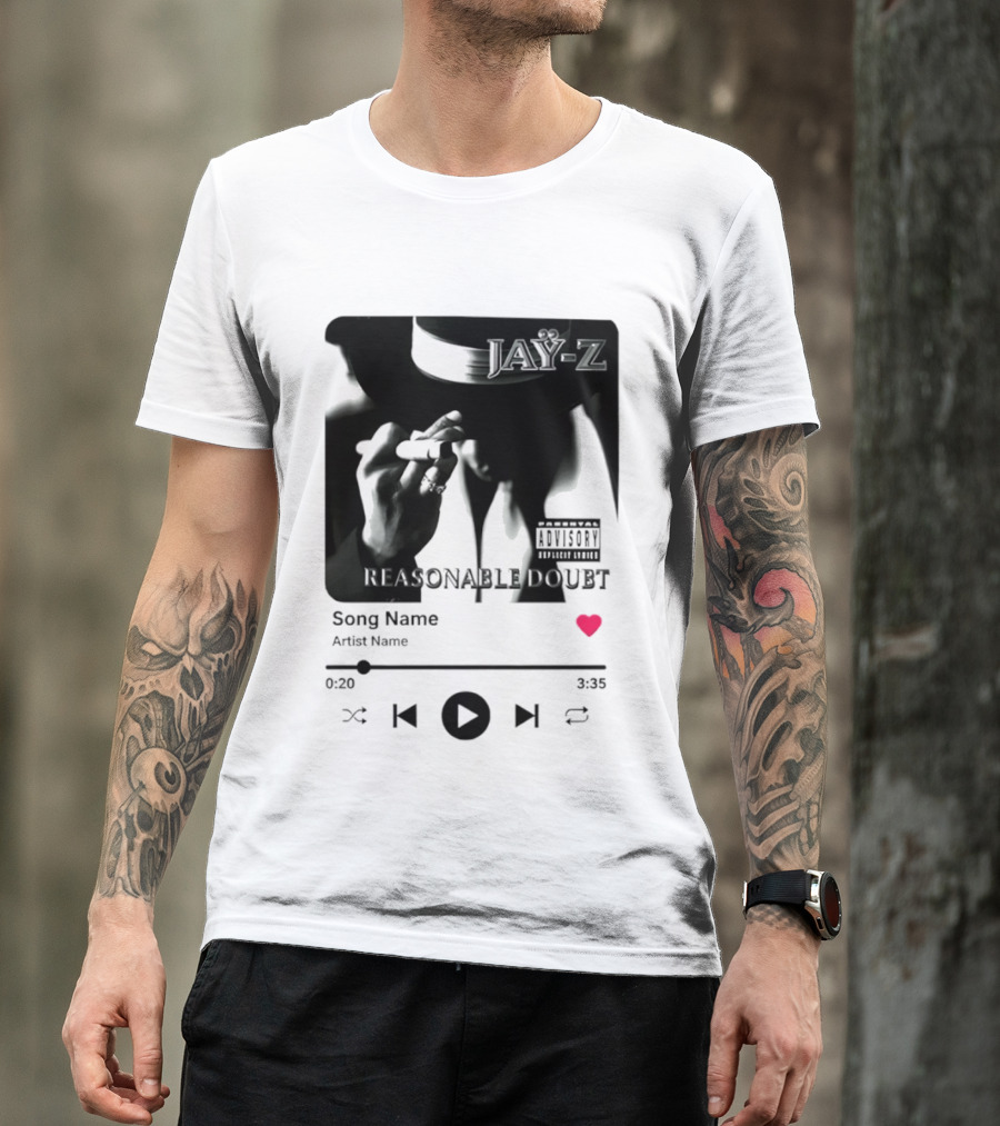 Jay Z Reasonable Doubt Song Name Artist Name Parental Advisory Explicit Content Iconic Album Cover T-Shirt